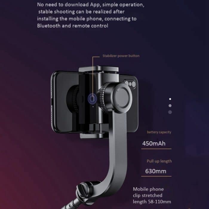 XYK-19017 Smart Anti-Shake Single Axis Stabilizer Einziehbarer Handy-Selfie-Stick Video-Live-Stativ mit Bluetooth-Fernbedienung – Bild 8