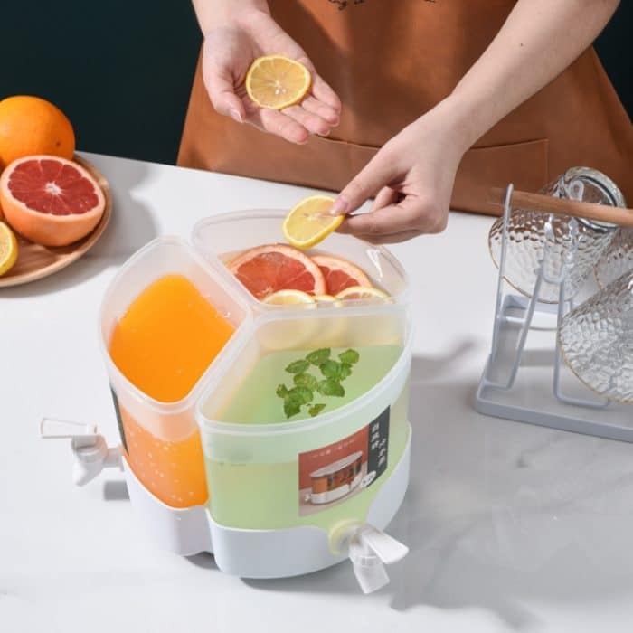 Rotierender Kaltkessel mit drei Gittern und großen Fächern. Obstteekanne mit Wasserhahn kann in den Kühlschrank gestellt werden, 5.2L Three-Grid Rotating Cold Kettle – Bild 2