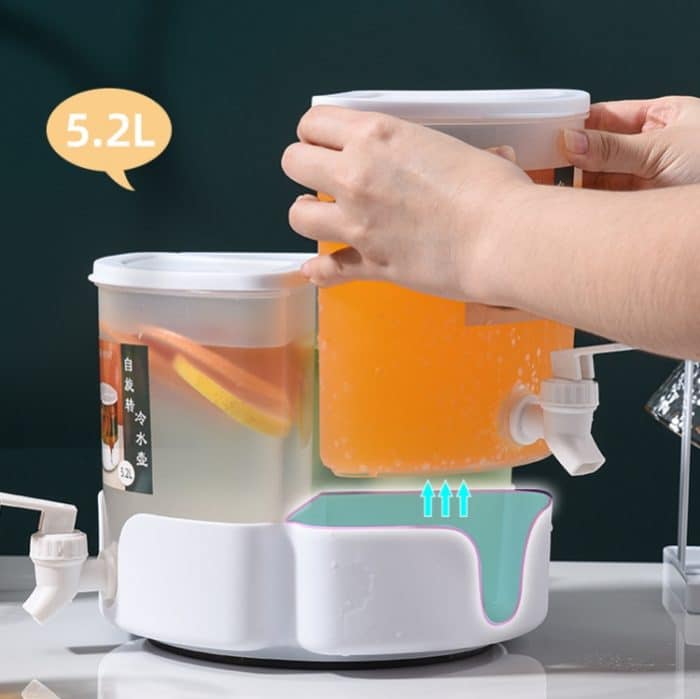Rotierender Kaltkessel mit drei Gittern und großen Fächern. Obstteekanne mit Wasserhahn kann in den Kühlschrank gestellt werden, 5.2L Three-Grid Rotating Cold Kettle – Bild 3