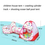 3 in 1 Kinder Zelt Spielhaus Tunnel faltbares Schießen Ozean Ball Pool Spielzeug, Red – Bild 3