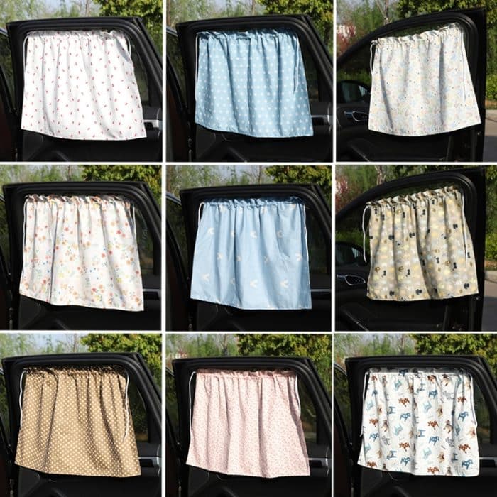 Autovorhänge Baumwolle Auto Saugnapf Sonnenschutz Sonnenschutz Thermovorhang, Cherry, Blue Flower, Bunny, Small Floral, Coffee Dot, Blue Striped Rabbit, Long Ear Rabbit, Pink Peach Heart, Pony – Bild 2