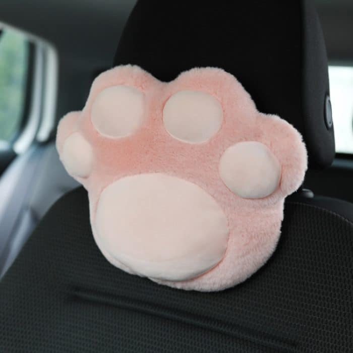 Auto-Plüsch-Kopfkissen, Katzenklaue, Auto-Nackenkissen, Auto, weiblich, dekoratives Zubehör, Pink Headrest, Gray Headrest, Pink Shoulder Pad, Gray Shoulder Pad – Bild 1