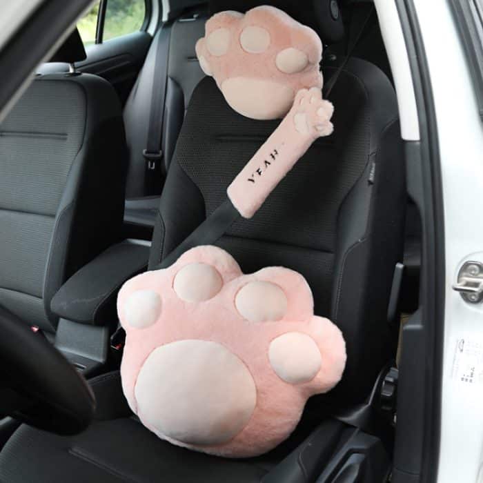 Auto-Plüsch-Kopfkissen, Katzenklaue, Auto-Nackenkissen, Auto, weiblich, dekoratives Zubehör, Pink Headrest, Gray Headrest, Pink Shoulder Pad, Gray Shoulder Pad – Bild 5