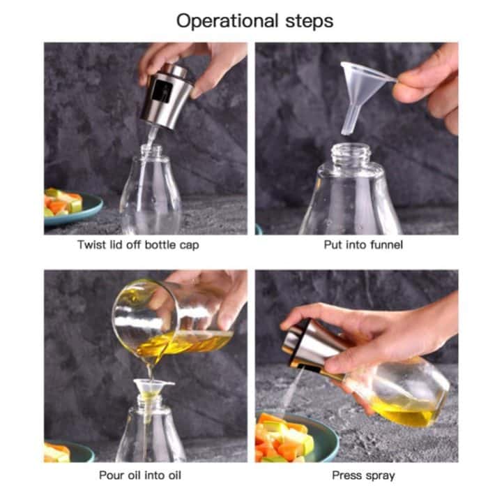 Edelstahl-Glasflasche, Grill, Kochen, Gewürzöl, Topfsprüher, Öl-Einspritzkessel, Öl-Sprühflasche, Oil Spray Bottle – Bild 7