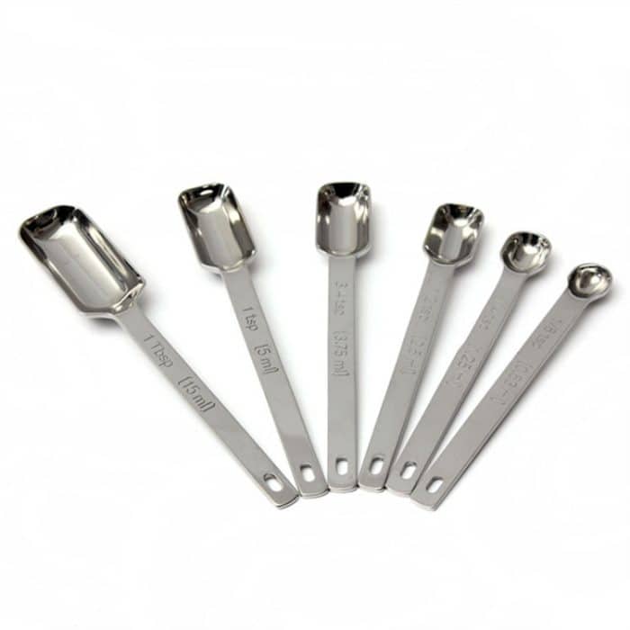 6 in 1 quadratischer Kopf Edelstahl Messlöffel Set Einfache geröstete Kaffee-Messlöffel – Bild 2