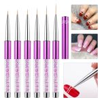 2 PCS Nail Art Zeichenstift Lila Bohrstange Farbmalerei Blumenstreifen Nagelbürste mit Stiftabdeckung, 20mm, 15mm, 11mm, 9mm, 7mm, 5mm – Bild 6