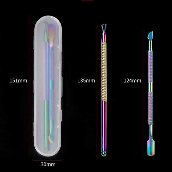 3 Sätze 2-in-1-Farb-Titan-Nagelentferner-Set Edelstahl Doppelköpfige tote Haut-Push-Set – Bild 3