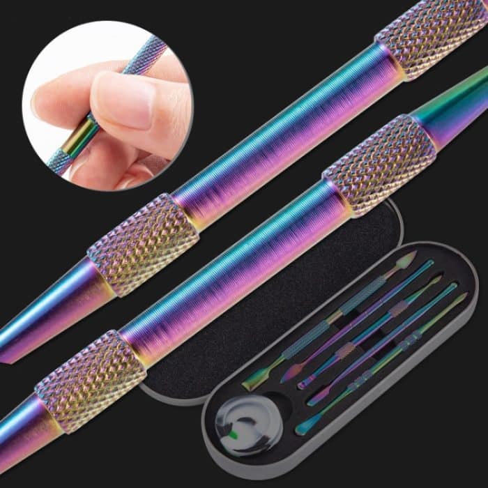 Nagelkunst-Werkzeug-Set, Rauch-Creme-Löffel, Edelstahl, Push-Rauch-Öl-Löffel, 5 In 1 Silver, 6 In 1 Silver, 5 In 1 Color Titanium, 6 In 1 Color Titanium – Bild 4