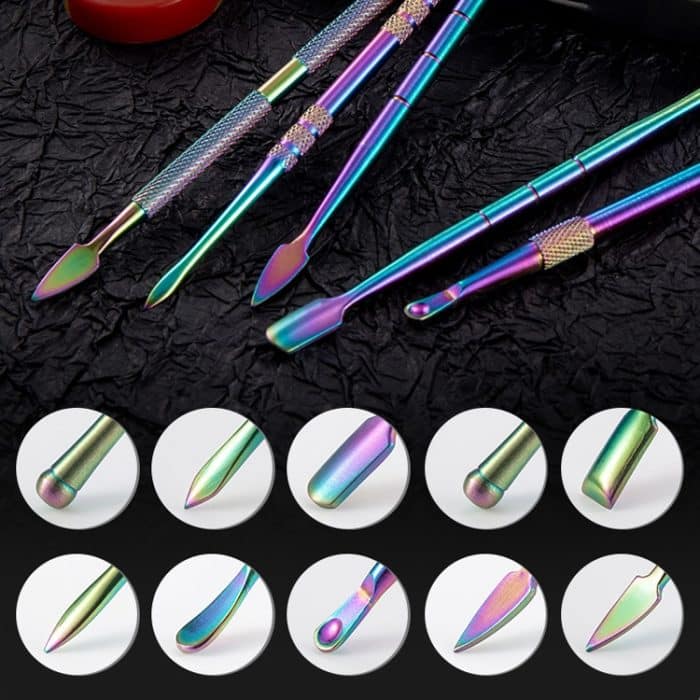 Nagelkunst-Werkzeug-Set, Rauch-Creme-Löffel, Edelstahl, Push-Rauch-Öl-Löffel, 5 In 1 Silver, 6 In 1 Silver, 5 In 1 Color Titanium, 6 In 1 Color Titanium – Bild 5