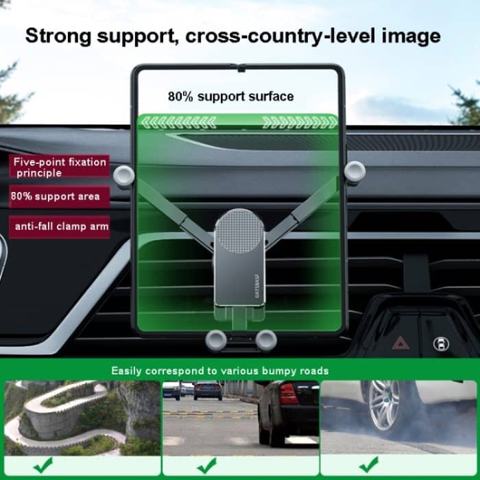 Oatsbasf Auto-Schwerkraft-Metallhalterung, skalierbare und stabile Handy-Halterung, Klappbildschirm, Handy, exklusive Auto-Halterung, Folding Screen Outlet Black, Folding Screen Outlet Silver, Folding Screen Paste Black – Bild 4