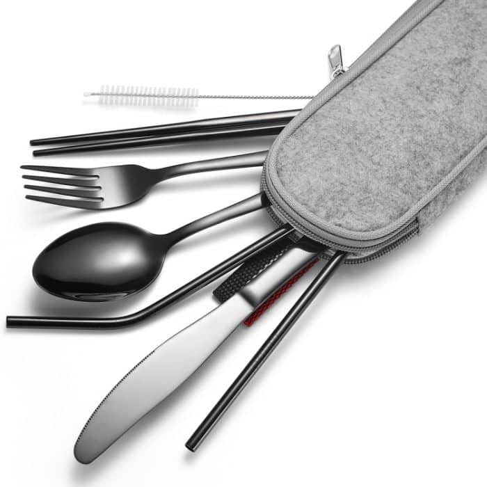 7-in-1-Besteck, Löffel, Essstäbchen und Strohhalm, tragbares Besteckset aus Edelstahl, Silver + Light Bag, Gold+ Light Bag, Rose+ Light Bag, Symphony + Light Bag, Black+ Light Bag, Silver + Deep Bag, Gold  + Deep Bag, Rose  + Deep Bag, Symphony + Deep ... – Bild 3