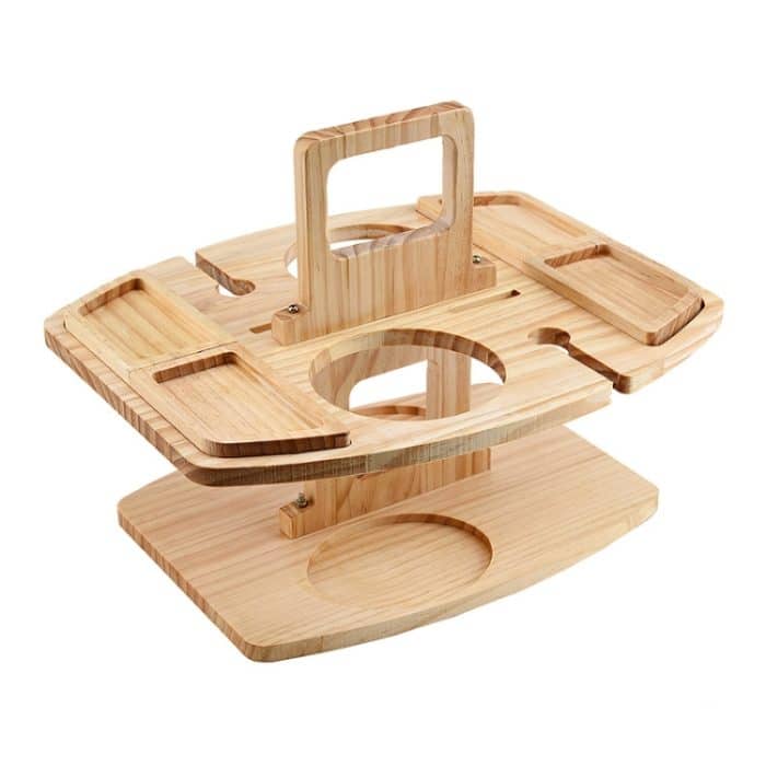 TBD0595732701A.jpg Tragbarer Picknick-Weinglashalter aus Holz, abnehmbarer Weintisch, Camping Table with Handle – Bild 1