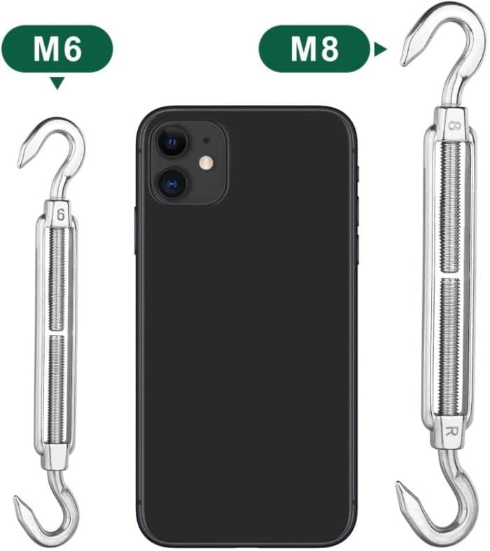 24 in 1 festes Sonnensegel-Zubehör aus Edelstahl 304, Diamant-Schnalle, Blumenkorb-Federschnalle, Spezifikation:, 24 PCS / M6 Set, 24 PCS / M8 Set, 24 PCS / M6 Set (Yellow), 24 PCS / M8 Set (Yellow) – Bild 3