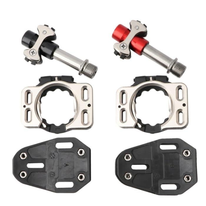 MEROCA Road Lock Schuhe Karte Drei Pardin Fahrrad Lollipops Selbstsicherndes Pedal mit Schloss, Stil:, Titanium Alloy Axis (Black), Titanium Alloy Axis (Red), Steel Axis (Black), Steel Axis (Red) – Bild 2