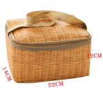 Tragbare isolierte thermische Brotdose Leinwand Imitation Rattan Lunch Bag Picknick Container – Bild 3