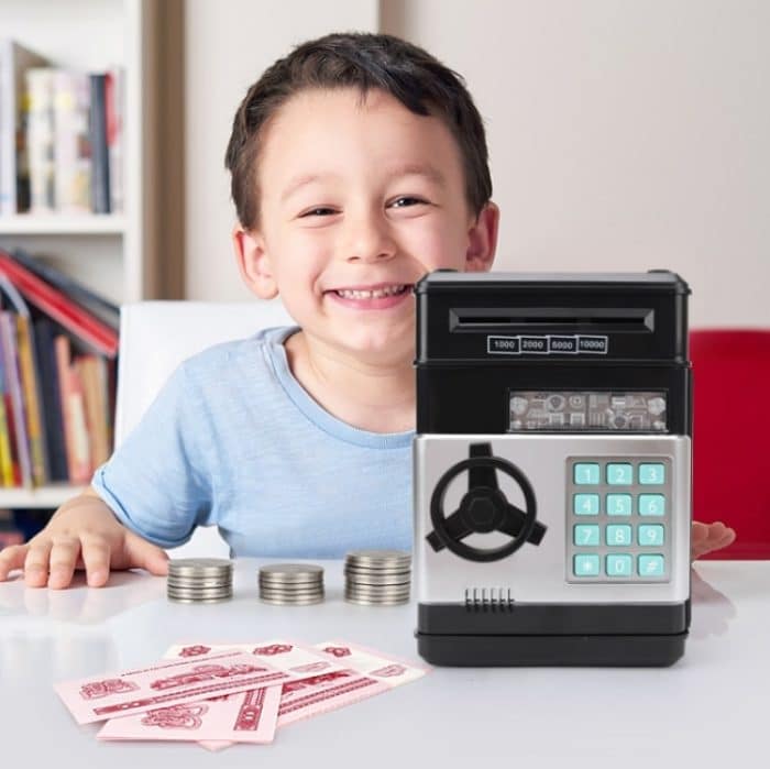 Passwort-Safe für Kinder, automatisches Spar-Geldautomaten-Spielzeug, Black Red, White Blue, White Pink, Tyrant Gold, Silver, Red, Blue White, White Red, Rose Red, Panda, Reddish Black, Green, Red&Black – Bild 6