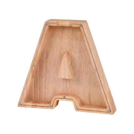 Sparschwein aus Holz mit englischem Alphabet, transparentes Acryl-Sparschwein