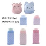 Winter Silikon Handwärmer Cartoon Niedliche Wassereinspritzung Warmwasserbeutel, Light Blue Beaver, Pink Deer, Pink Love, Beige Love, Green Love, Light Blue Square, Pink Square – Bild 2