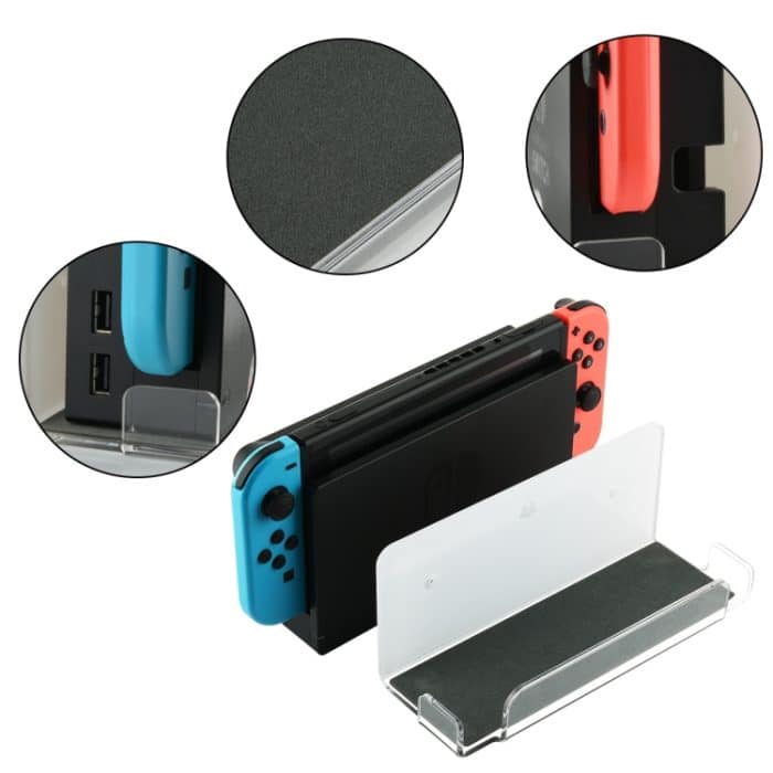 Spielkonsole Wandaufbewahrungshalterung Spielkonsolenzubehör Lagerregal für Nintendo Switch, Acrylic Black, Acrylic Transparent – Bild 3