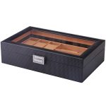 6+3 PU-Uhren-Brillenetui, Kohlefaser-PU-Haut-Uhrenbox, Sonnenbrillen-Box, 6 + 3 Brown, 6 + 3 Black – Bild 3