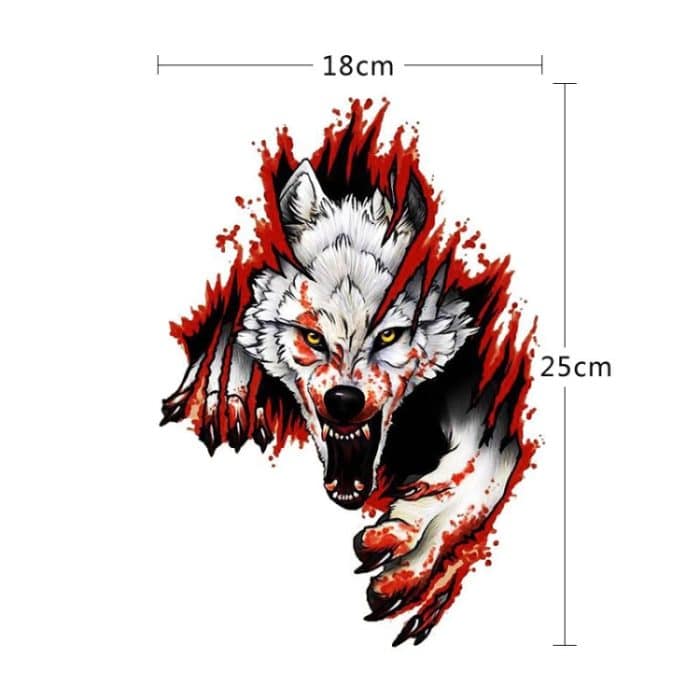 4 PCS 3D Realistische Wolf Kopf Haube Tür Auto Körper Dekoration Aufkleber Kratzer Abdeckung Wasserdichte Auto Aufkleber, Wolf Head Right, Wolf Head Left – Bild 2