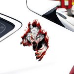 4 PCS 3D Realistische Wolf Kopf Haube Tür Auto Körper Dekoration Aufkleber Kratzer Abdeckung Wasserdichte Auto Aufkleber, Wolf Head Right, Wolf Head Left – Bild 5