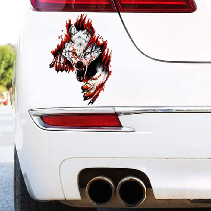 4 PCS 3D Realistische Wolf Kopf Haube Tür Auto Körper Dekoration Aufkleber Kratzer Abdeckung Wasserdichte Auto Aufkleber, Wolf Head Right, Wolf Head Left – Bild 6