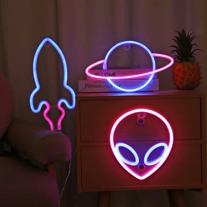 Personalisiertes LED-Neon-Dekorationslicht, Modellierungslicht, USB-Batteriebox, doppelter Zweck, Spezifikation:, Alien, Planet, Rocket – Bild 6