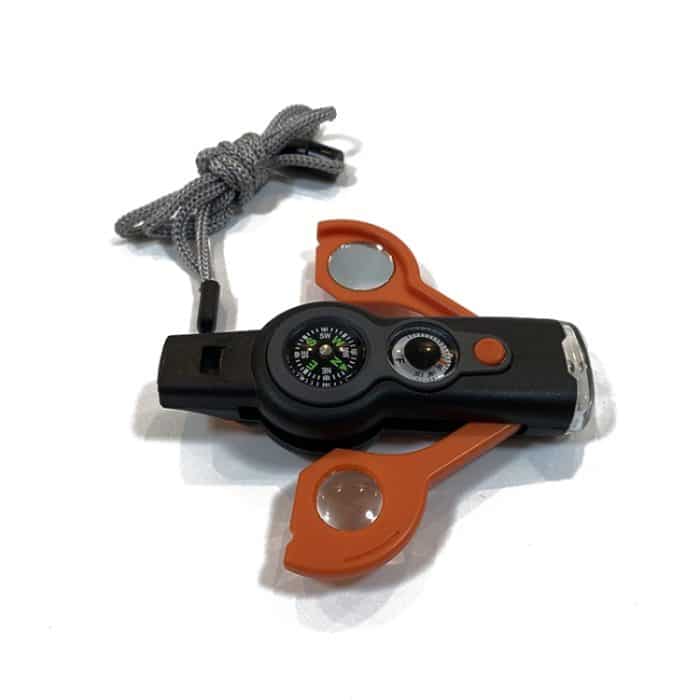 2 Stück 7 in 1 Multifunktionsfeld Survival Tool Compass Lupe Whistle – Bild 3