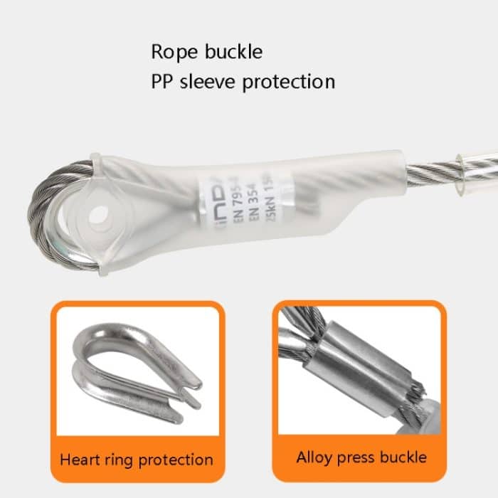 XINDA XD-S9852 Stahlkabel-Ankerpunkt, Klettern, Luftarbeit, Rettung, Stahldrahtseil, Größe:, 100cm, 150cm, 200cm – Bild 3
