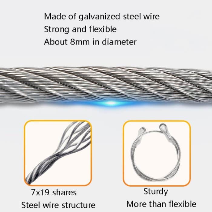XINDA XD-S9852 Stahlkabel-Ankerpunkt, Klettern, Luftarbeit, Rettung, Stahldrahtseil, Größe:, 100cm, 150cm, 200cm – Bild 4