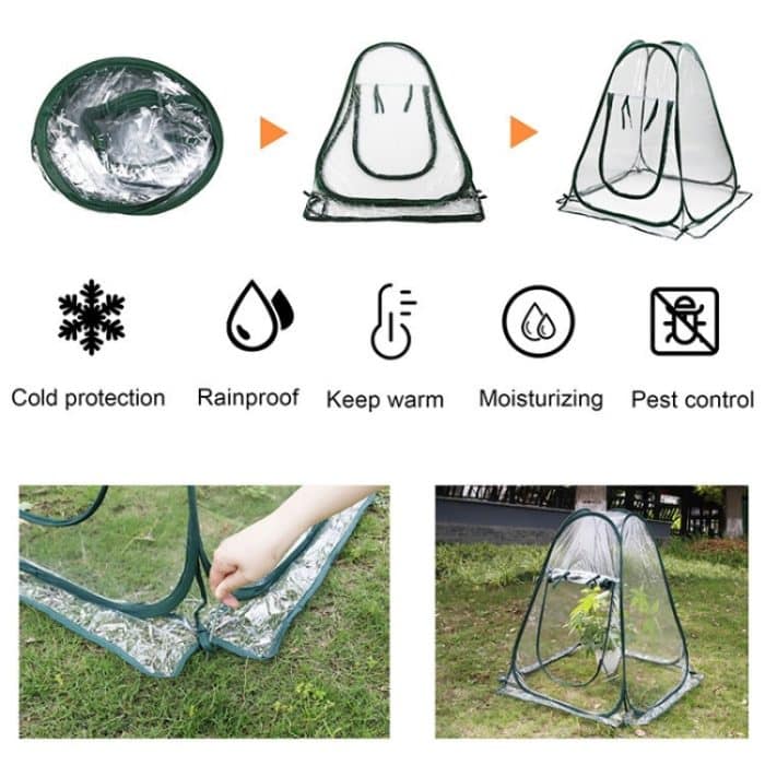 Faltbares, tragbares Gartengewächshaus mit Regenschutz, 70x70x80cm – Bild 5