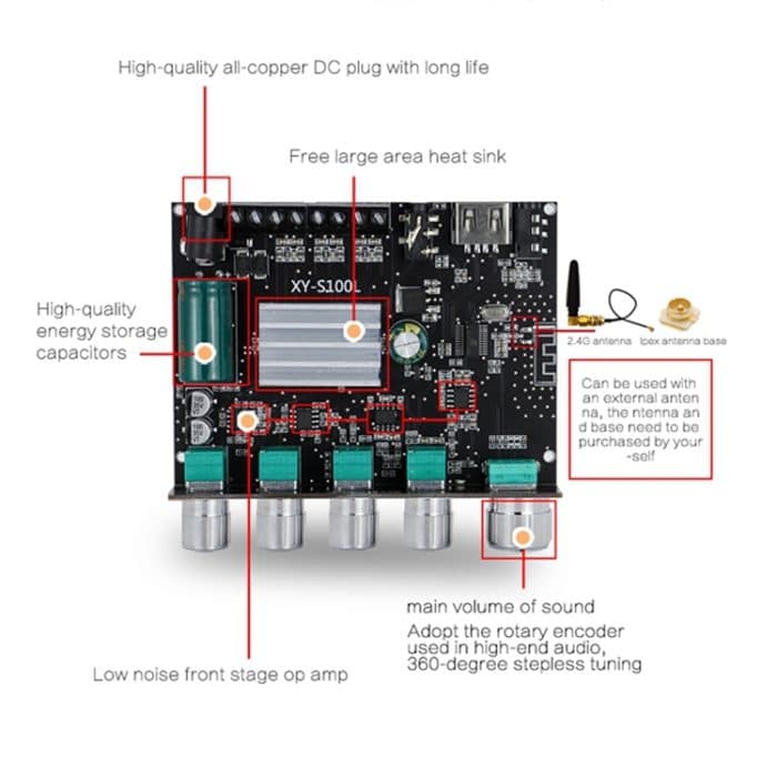 XINYI XY-S100L Sini Audio Channel 2.1 Bluetooth Power Board Modul, XY-S100L – Bild 4