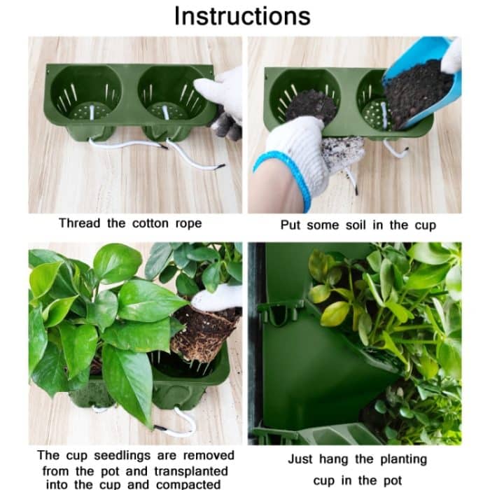 MY-2515 Modularer, nicht perforierter Wand-Blumentopf für Zimmerpflanzen, 24x14.5x14cm(Light Green), 24x14.5x14cm(Ink Green), 24x14.5x14cm(Rice White) – Bild 5