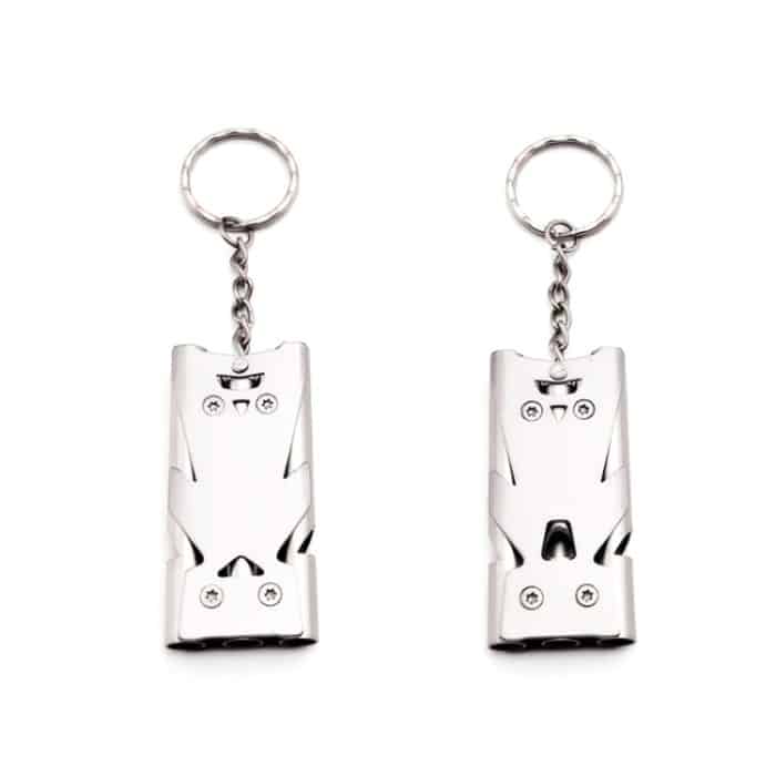 2 Stück Outdoor-Überlebens-Rettungspfeife aus Edelstahl mit hoher Dezibelzahl und drei Rohren, Silver, Grey, Black, Colorful, Gold – Bild 5