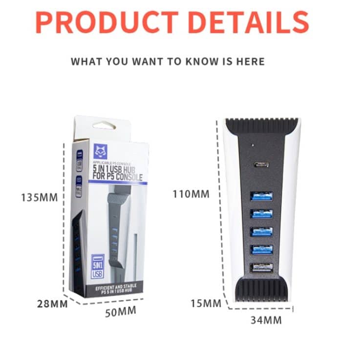 5 in 1 USB-Hub für PS5-Konsole – Bild 2