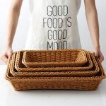 A1744 Rattankorb, Aufbewahrungskorb für Lebensmittel und Obst, rechteckiger Obstteller, Größe:, Small, Medium, Large, Extra Large – Bild 5