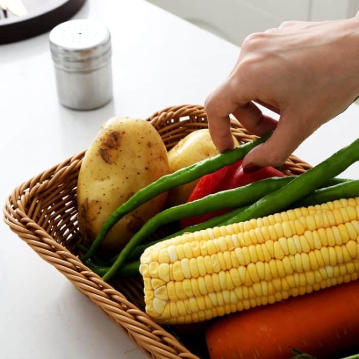 A1744 Rattankorb, Aufbewahrungskorb für Lebensmittel und Obst, rechteckiger Obstteller, Größe:, Small, Medium, Large, Extra Large – Bild 7