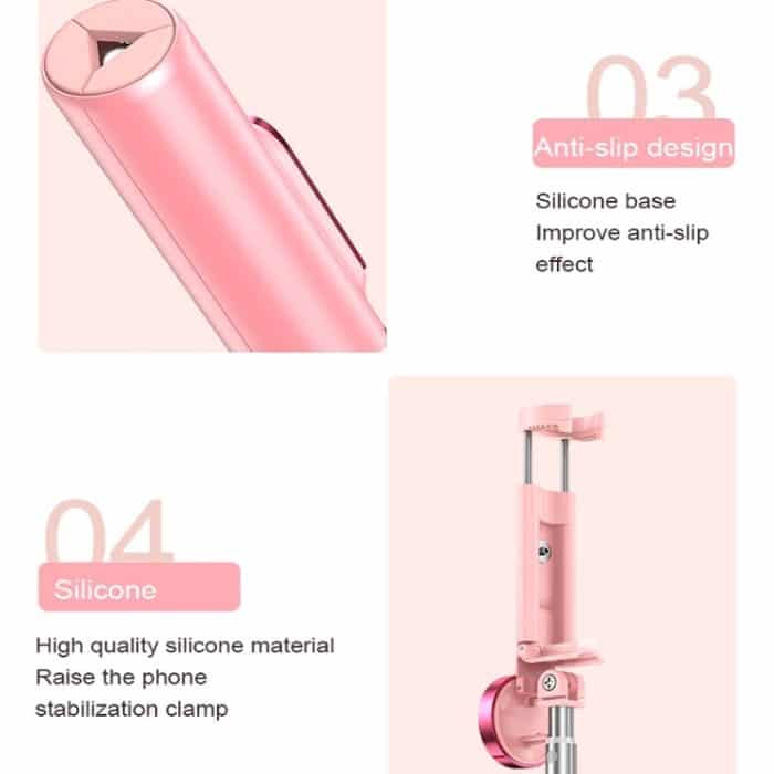 CYKE N-MY Integrierter Stativ-Bluetooth-Live-Selfie-Stick, Black, Pink – Bild 4