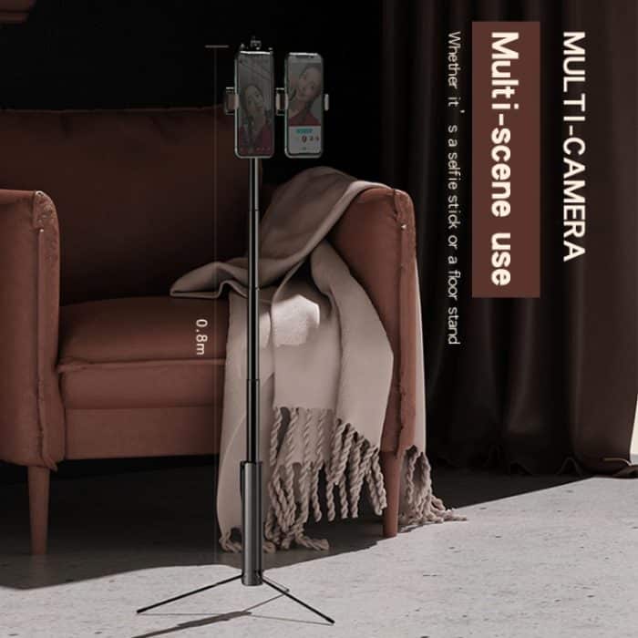 CYKE A22 Bluetooth-Fernbedienung mit Stativ-Foto-Live-Halterung, A22-80CM-Black (Dual Camera) – Bild 3