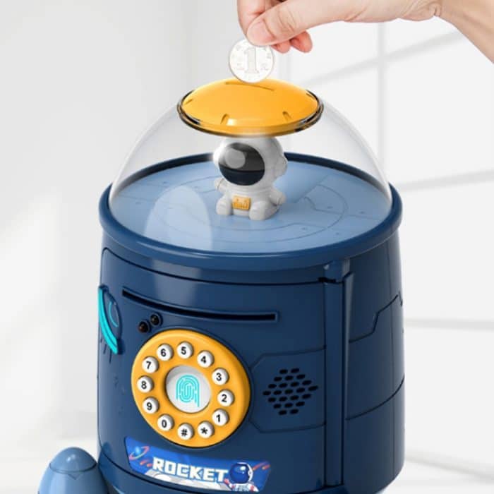 Fingerabdruck-Passwort-Raketen-Sparschwein-Spielzeug, White, Blue, Red – Bild 4