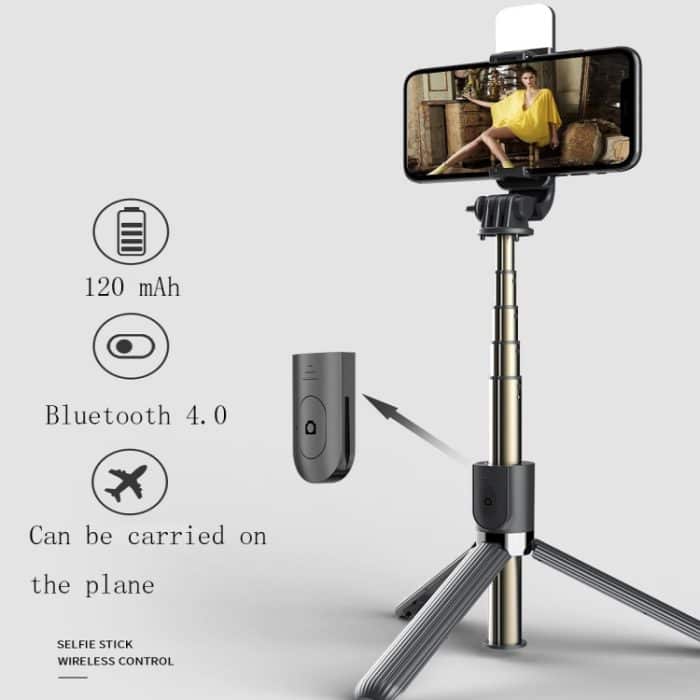 L03S Bluetooth-Fülllichtstativ mit integriertem Selfie-Stick, Black, White – Bild 2