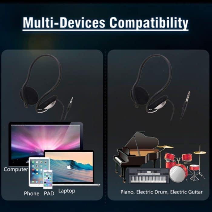 Soyto SY720 Student Ausgestattetes kabelgebundenes Headset für E-Piano-Drum-Gitarre, 3.5mm, 6.5mm – Bild 5