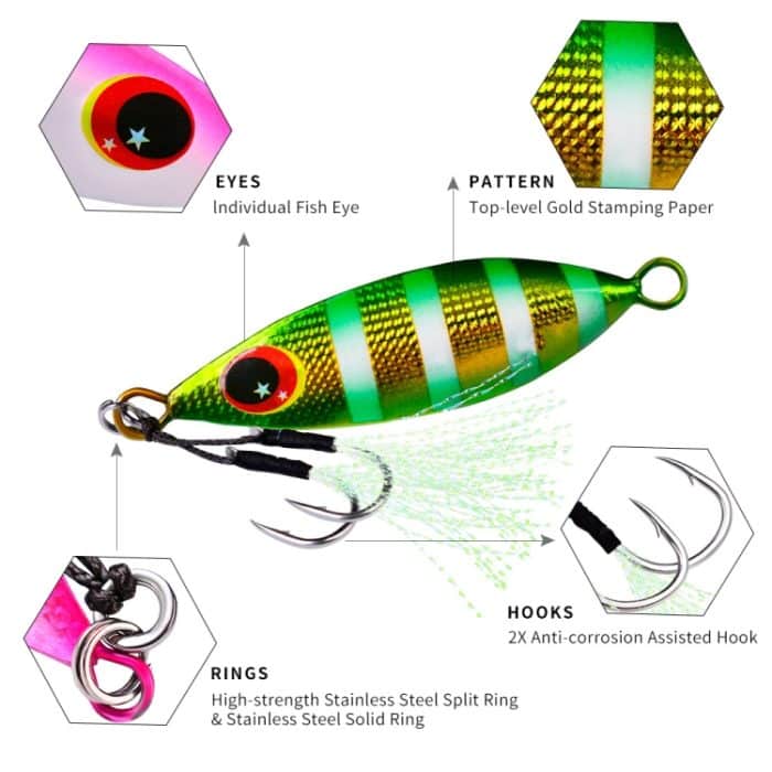 2 Stück PROBEROS LF105 Metall-Straßenköder zum Meeresangeln, 10g, 20g, 30g, 40g, 60g – Bild 3