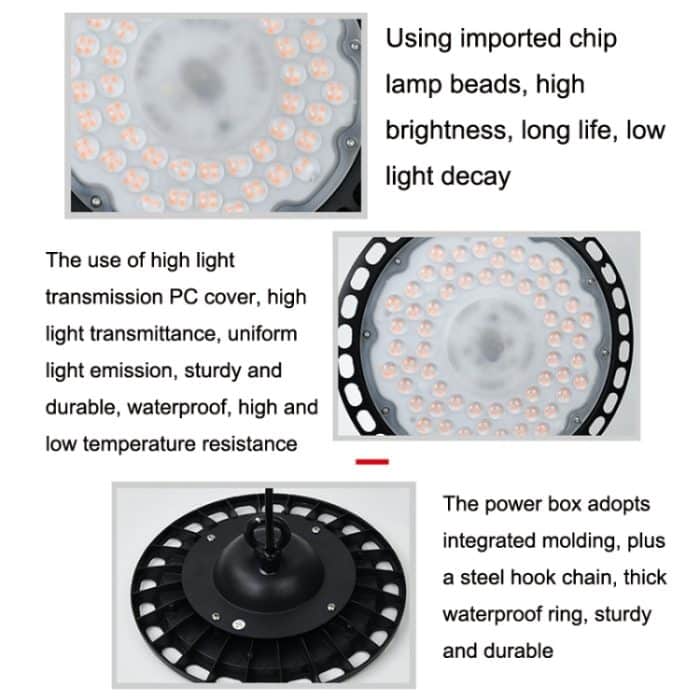 XYG-UFO Hochleistungs-Pflanzenwachstumslicht mit 144 LEDs, EU-Stecker, 100W, 150W, 200W – Bild 4