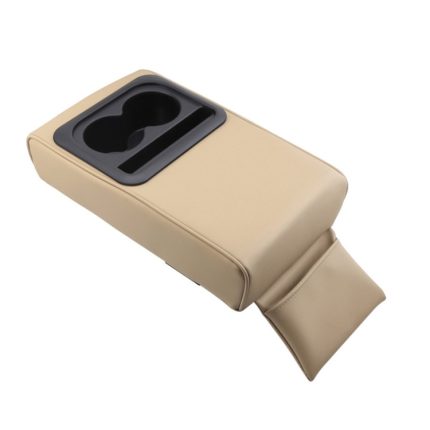 Auto-Armlehnenbox mit erhöhtem Halt und Wasserbecherhalter für den Rücksitz, Beige, Black, Brown