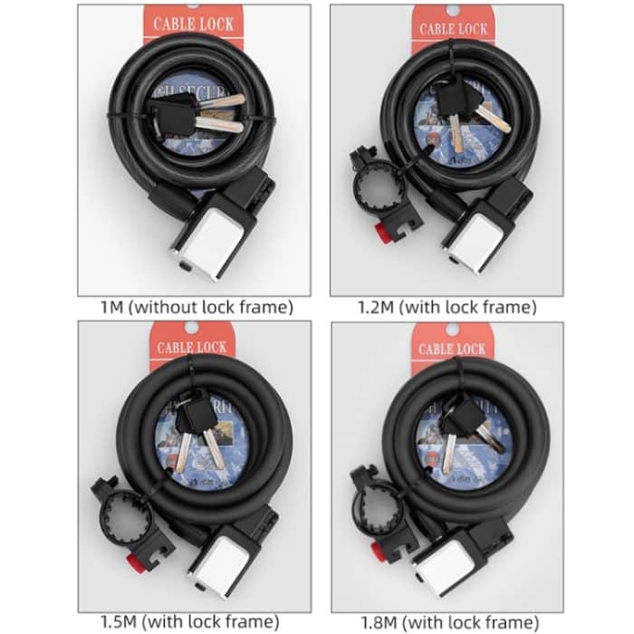 BG-0518 Mountainbike-tragbares, diebstahlsicheres, kräftiges Kabelschloss, Länge:, 1m Without Lock Frame, 1.2m With Lock Frame, 1.5m With Lock Frame, 1.8m With Lock Frame – Bild 2