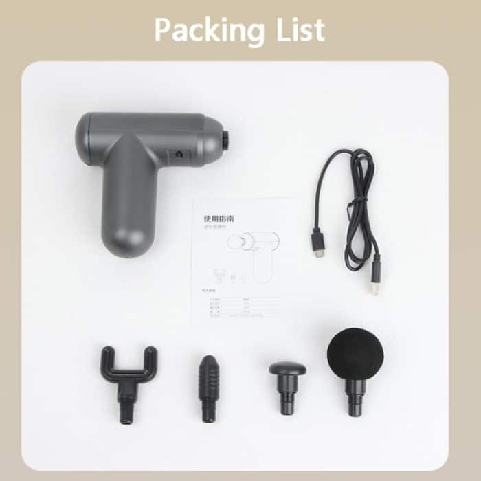 J12A Mini-Vibrationsmassage-Faszienpistole mit Knopf, Black, Gray, Silver, Red – Bild 7