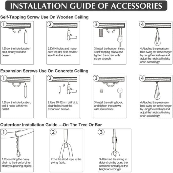 Elastische Kinderhängematte für drinnen und draußen, Größe:, 1x2.8m (Silver Gray), 1x2.8m (Black), 1.5x2.8m (Red), 1.5x2.8m (Green), 1.5x2.8m (Dark Blue) – Bild 7