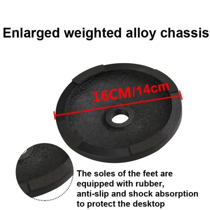 LKT-300 30–65 cm Vollmetall-Disc-Basis-Doppelmikrofonständer, Größe:, 140mm Base, 160mm Base – Bild 6